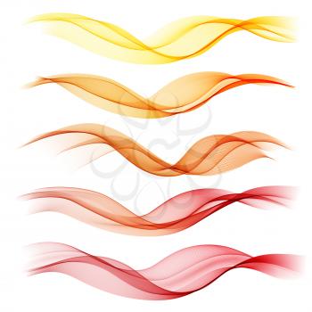 Set abstract color wave. Color smoke wave. Transparent wave. Abstract smooth wave vector. Red wave. Wave orange. Smoke yellow wave. Vector Abstract lines.