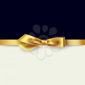 Shiny gold satin ribbon on white and black background. Vector
