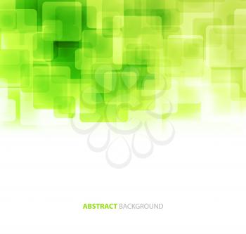 Green  shiny squares shapes technical background. Vector technology design