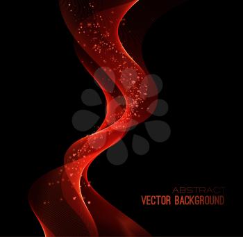Vector illustration abstract background with red blurred magic neon light curved lines