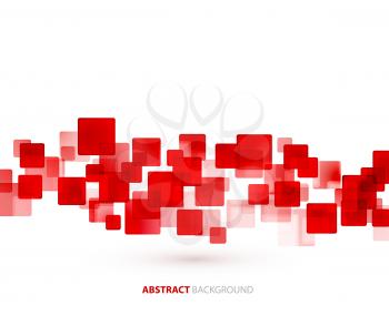 Red transparent squares shapes technical background. Vector technology design