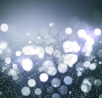 Christmas background. Festive elegant abstract background with silver bokeh  lights 