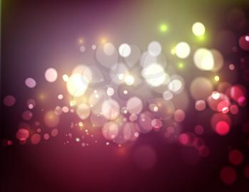 Abstract defocused christmas background. Festive elegant abstract background with pink bokeh  lights 