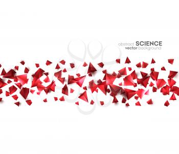 Abstract 3d chaotic particles. Red Sci-fi pyramids. Abstract form  Low poly background. Vector Illustration EPS10.