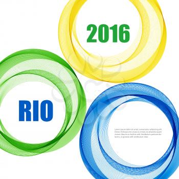 Abstract background with blue, yellow and green rings . Vector illustration. Vector illustration RIO 2016