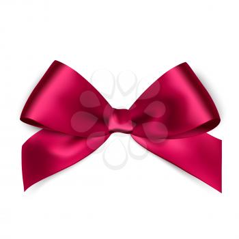 Shiny pink satin ribbon on white background. Vector