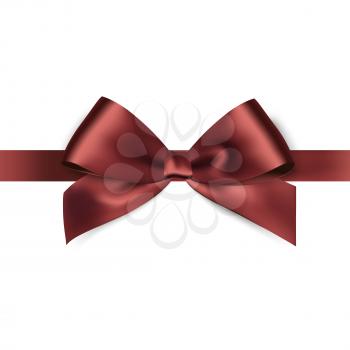 Shiny brown satin ribbon on white background. Vector