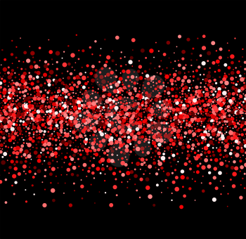 Color sparkles on black background. Red glitter background. 