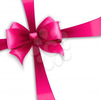 Vector Invitation card with pink holiday ribbon and bow