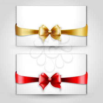 Vector Invitation card with Gold and red holiday bow