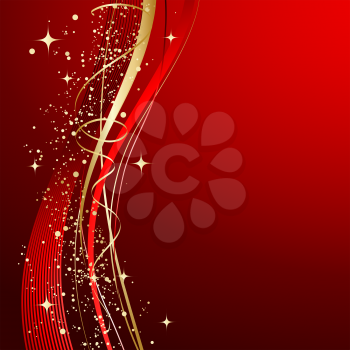 Red abstract background. Christmas background with wave. 