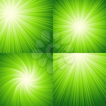 Sunbeams green  abstract vector illustration background. EPS 10