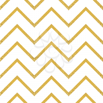 Gold glittering seamless pattern in zigzag. Classic chevron seamless pattern. Vector design