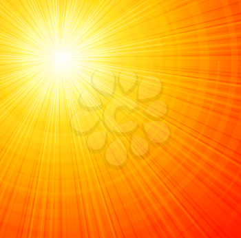 Sunbeams orange abstract vector illustration background EPS 10