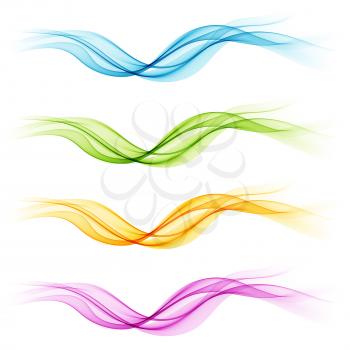 Vector Set of color Abstract smoky waved lines
