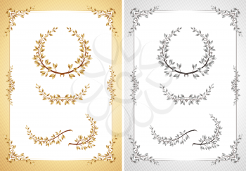 Vector illustration certificate template with laurel design elements