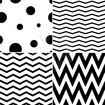 Pattern in zigzag and polka dot. Classic seamless pattern. Vector design