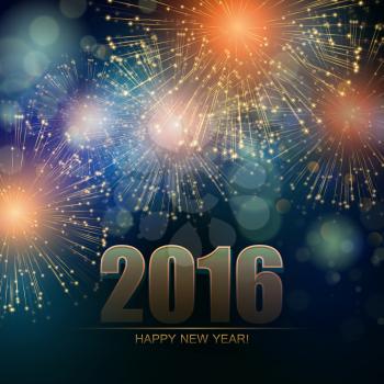 Vector Holiday Fireworks Background. Happy New Year 2016