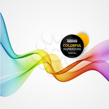 Vector Abstract spectrum curved lines background. Brochure design. Colorful wave 