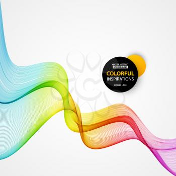 Vector Abstract spectrum curved lines background. Brochure design. Colorful wave 
