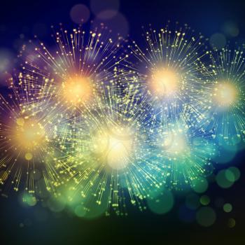 Shiny Holiday Fireworks Background. Vector illustration EPS 10