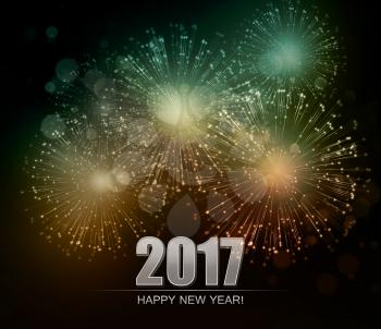 Vector Holiday Fireworks Background. Happy New Year 2017