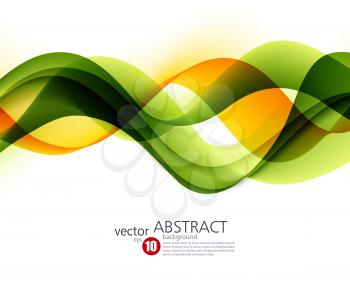 Colorful vector wavy lines. Abstract background. Green and orange smoke wave. Transparent waved lines