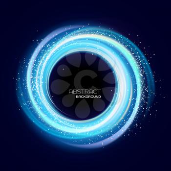 Abstract background with blue luminous swirling backdrop. Glowing spiral. Vector