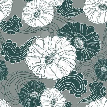 Floral seamless pattern. Poppy flower. Vintage background