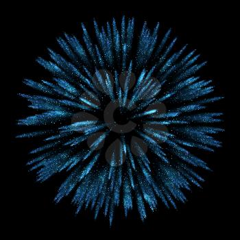 Vector Abstract shiny blue star particles design element with glitter effect on dark background. Independence Day fireworks