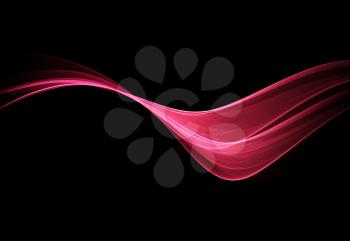 Vector Abstract shiny color red wave design element on dark background. Science or technology design
