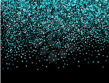 Blue Gold sparkles on black background. Gold glitter background.