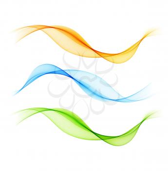 Vector set of abstract color wave. Smoke transparent wavy design
