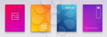 Vector Minimal covers design. Color Geometric halftone gradients.