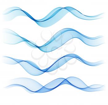 Vector Set of blue abstract wave design element.