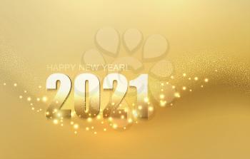 2021 New year with Abstract shiny color gold light design element on dark background. For Calendar, poster design