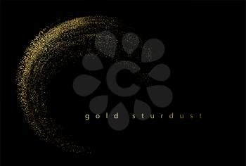 Abstract shiny color gold design element with glitter effect on dark background. Fashion sequins for voucher, website and advertising design
