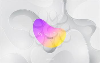 White Color liquid organic shape. Moving colorful abstract background. Dynamic Effect. Vector Illustration. Design Template for poster and cover.