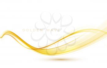 Vector gold color abstract wave design element. Abstract background, color flow waved lines for brochure, website, flyer design. Transparent smooth wave