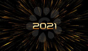 2021 New Year Abstract background with fireworks . Vector gold color design with a burst fireworks