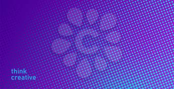 Abstract vector background. Halftone gradient gradation. Vibrant texture. Blue and purple retro color. 80s style.