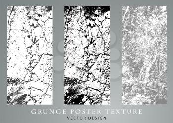 Grunge white and black wall background. Grain texture Vector illustration. For retro poster design. Monochrome distressed effect