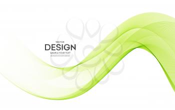 Vector green color abstract wave design element. Abstract background, flow waved lines for brochure, website, flyer design. Transparent smooth wave.