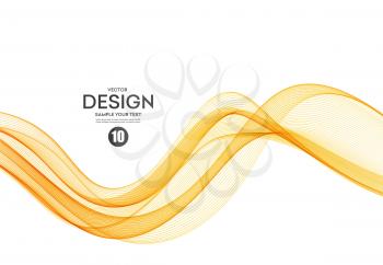 Vector orange color abstract wave design element. Abstract background, color flow waved lines for brochure, website, flyer design. Transparent smooth wave