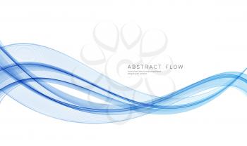 Vector blue color abstract wave design element. Abstract background, blue color flow waved lines for brochure, website, flyer design. Transparent smooth wave.