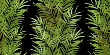 Tropical green palm leaves, jungle leaves seamless vector floral pattern background.