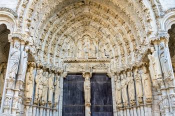 Details of the Cathedral of Our Lady of Chartres, a UNESCO world heritage site in France