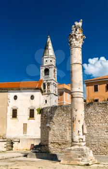 The Pillar of Shame and St. Elijah Church in Zadar, Croatia