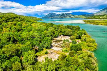 Aerial view of the Butrint archaeological site. UNESCO world heritage in Albania