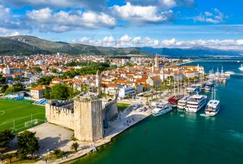 Aerial view of Trogir. UNESCO world heritage in Croatia
